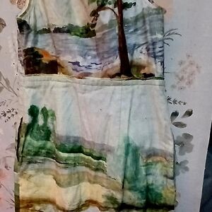Scenic Print Sleeveless Dress